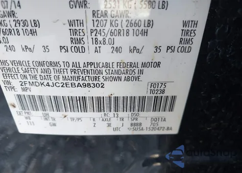 2014 Ford Edge Sel from USA, damaged, VIN 2FMDK4JC2EBA98302